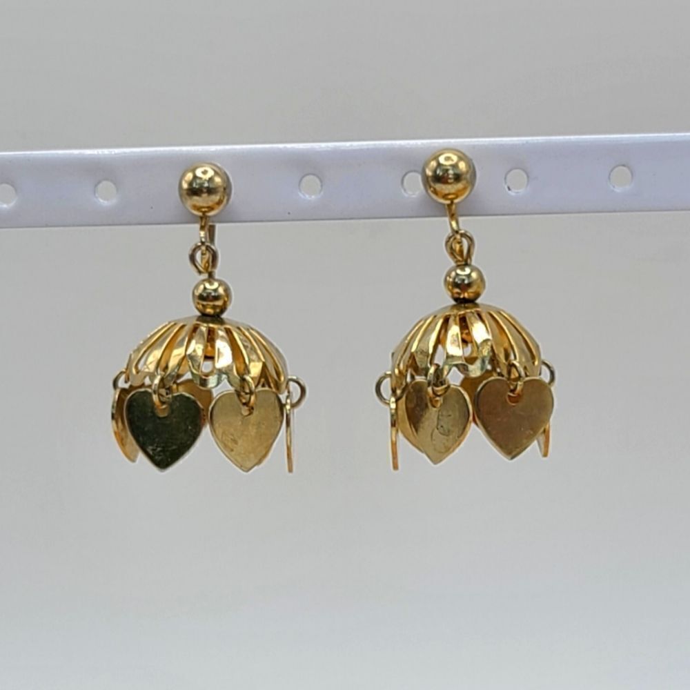 vintage Chandelier screw back earrings, goldtone